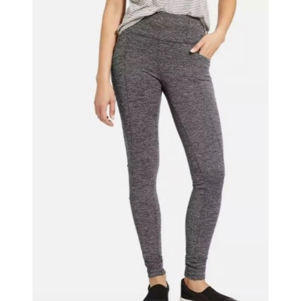 Athleta Herringbone Metro High Waisted Leggings Black Gray Pockets